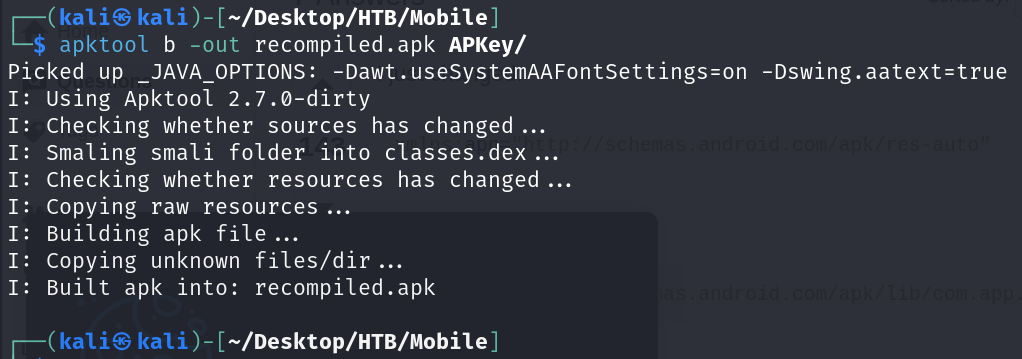 recompile of an apk