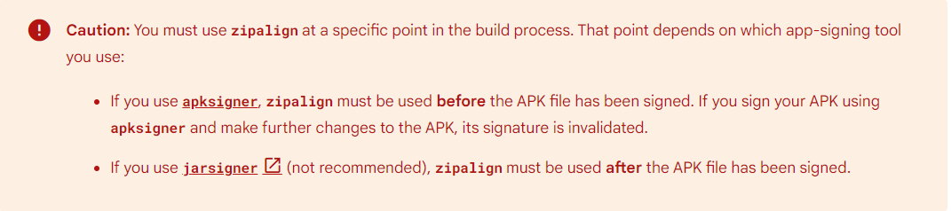 zipalign alert